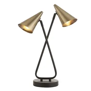 Dual modern Matt black & antique brass Table lamp