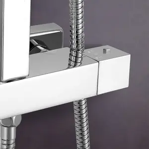 Nes Home Square Chrome Exposed Twin Head Thermostatic Mixer Shower