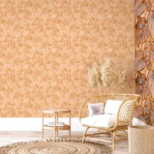 Galerie Julie Feels Home Orange Shimmery Plain Texture Wallpaper Roll