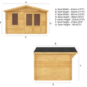 Mercia 13ft x 10ft Retreat Log Cabin 44mm