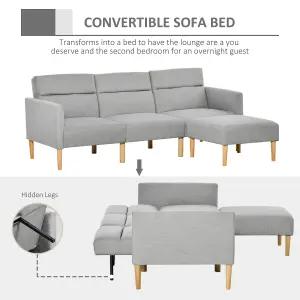 HOMCOM Upholstered Sofa bed Reversible Sectional Sofa Set linen-Touch Sleeper