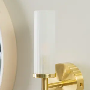 ValueLights Canya Gold Wall Light Glass Shade LED Bathroom Lamp