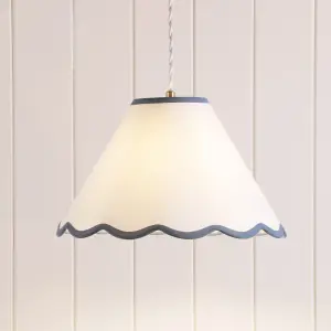 Laura Ashley Ivory & Blue Scalloped edge Lamp shade (D)30cm