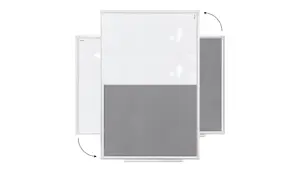 ALLboards Combination Board 2 in 1 Whiteboard & Blue Grey Board with Aluminium Frame 60x40cm, Pin Board Magnetic Board