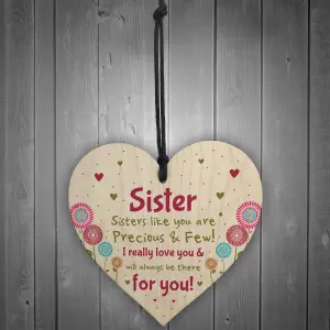 Red Ocean Sister Gifts From Sister Brother Wooden Heart Sister Birthday Christmas Keepsake Gift