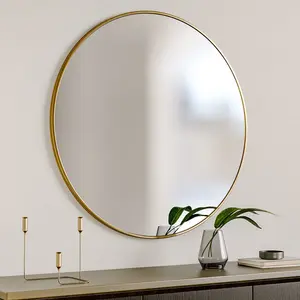 Baum Metal Flat Wall Mirror Gold / 80 cm H x 80 cm W