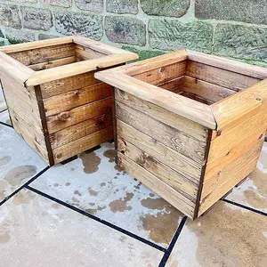 2Pc Large Square Planter - Wood - L47.5 x W47.5 x H39.5 cm- Fully Assembled