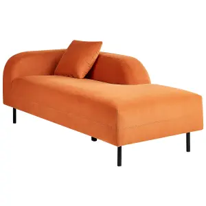 Left Hand Velvet Chaise Lounge Orange LE CRAU