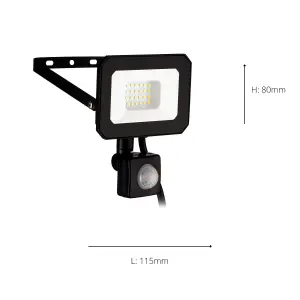 Eglo Basic Risacca-E Black Aluminium Eco Friendly LED Motion Sensor Flood Light, 20W