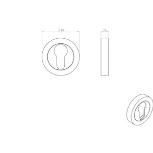 50mm Euro Profile Round Escutcheon 10mm Depth Concealed Fix Satin Nickel