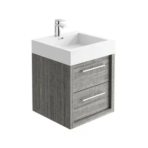 Walter Wall Hung 500mm Vanity Unit in Grey Wood