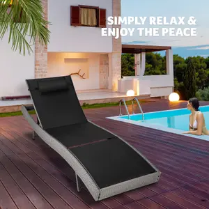 Sun Lounger Delphine - 5-step adjustable backrest, durable and UV-resistant - grey