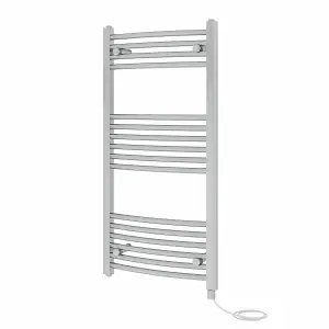 Rinse Bathrooms Electric Heated Towel Rail Curved Chrome Bathroom Towel Radiator 1000x500mm - 600W