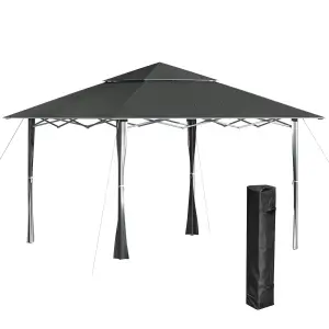 Outsunny 4 x 4m Outdoor Pop-Up Canopy Tent Gazebo Adjustable Legs Bag Grey