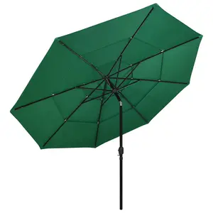 Berkfield 3-Tier Parasol with Aluminium Pole Green 3.5 m