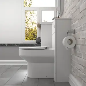 Nes Home White Vanity Basin Cabinet, WC Unit & Comfort Back To Wall Toilet