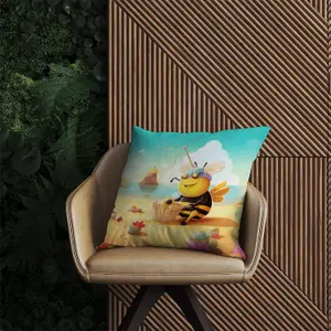 Bumblebee On A Beach Holiday Outdoor Cushion 60cm x 60cm