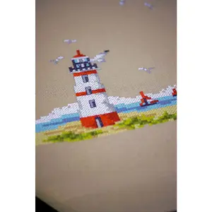 EMB T/CLTH LIGHTHOUSE - Embroidery Kit: Tablecloth: Lighthouses - Vervaco