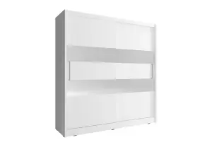 Maja II Mirrored Sliding Door Wardrobe 200cm in White