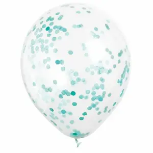 Unique Party 12 Inch Balloons & Confetti (Pack Of 6) Caribbean Teal (One Size)