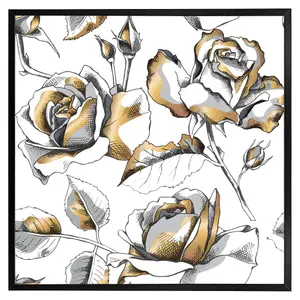 Golden roses (Picutre Frame) / 24x24" / White