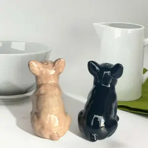 French Bulldog Black Tan ceramic Salt & Pepper shaker set Frenchie lover gift