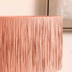 35cm Peach  Raffia Cylinder Lampshade Boho Palm Tree Drum Lamp Shade For Table Lamps