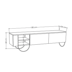 FWStyle 2 Door Tv Unit Open Shelf Scratch Resistant Painted White Large