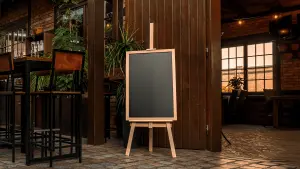 ALLboards Wooden beech easel 145 cm + Black chalkboard 70x50 cm beech wooden frame