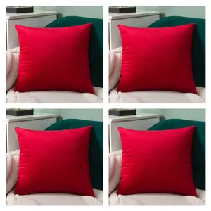 Nayelee Square Throw Pillow Cover (Set of 4) Red