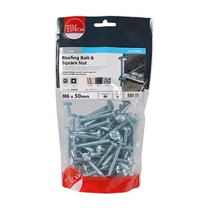 TIMCO Roofing Bolts & Square Nuts Silver - M6 x 50