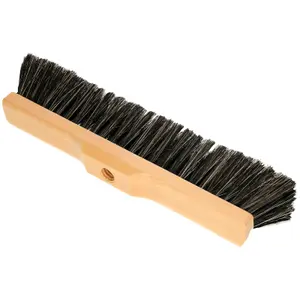 Indoor Broom Soft Bristle Sweeping Brush - Flexible Nylon & Natural Bristles, 120cm Wooden Handle (40cm / 16")