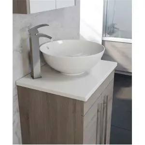 Bathroom 2-Drawer Wall Hung Vanity Unit with Sit-On Basin and Worktop 600mm Wide - Silver Oak  - Brassware Not Included