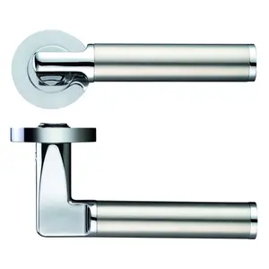 Milan Latch Door Handle (Set of 2) Polished Chrome/Satin Stainless