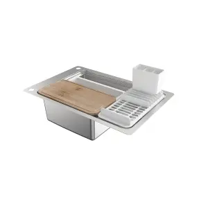 GoodHome Romesco Inox Stainless steel 1 Bowl Sink & drainer 511mm x 770mm