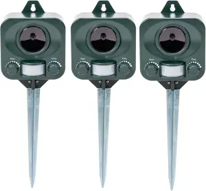 Pestbye Three Pack Battery Cat Ultrasonic Repeller Deterrent Cat Scarer with Stake