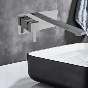 Wall Mounted Tap Basin Tap Chrome Finish  Finish Waterfall Basin Sink Mixer Tap Bathroom Single Lever Hot Cold Tap