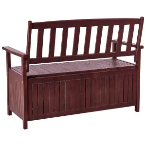 Garden Bench with Cushion SOVANA with Storage Acacia Wood Red