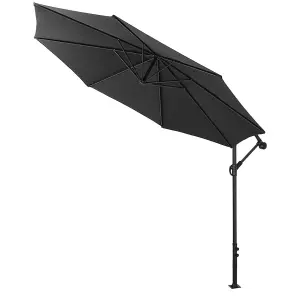 3M Large Rotatable Garden Sun Shade Cantilever Parasol Patio Hanging Banana Umbrella Crank Tilt No Base, Black