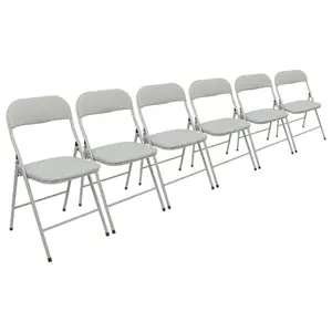 Fabric Padded Metal Folding Chairs - Grey - Pack of 6