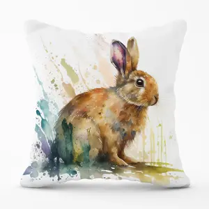 Rabbit Splash Watercolour Outdoor Cushion 45cm x 45cm