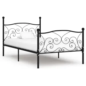 Berkfield Bed Frame with Slatted Base Black Metal 100x200 cm