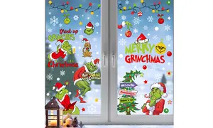 154 PCS Grinch Merry PVC Christmas Window Stickers