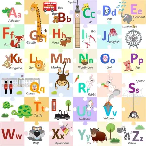 Walplus Marvelous London Alphabets Learning Puzzle Sticker Wall Sticker Mural