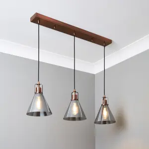 Inlight Dafyd Cone Antique copper effect 3 Lamp LED Pendant ceiling light, (Dia)900mm