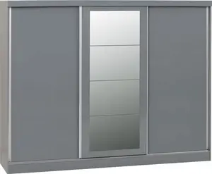 Nevada Grey Gloss 3 Door Sliding Wardrobe-Seconique