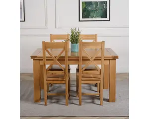 Richmond 140cm - 220cm Oak Extending Dining Table and 4 Chairs Dining Set with Berkeley Chairs