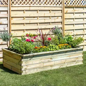 Zest Large Rectangular Sleeper Raised Wooden Bed Garden Planter 1.8m x 0.45m