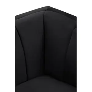 Interiors by Premier Hansa Two Seat Black Velvet Sofa