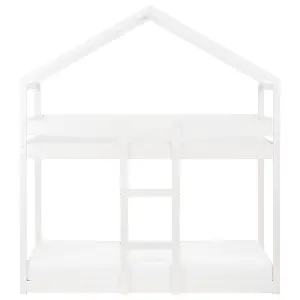 Wooden Kids House Bunk Bed EU Single Size White LABATUT